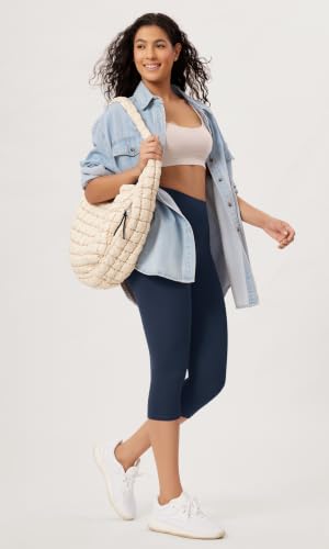 ODODOS Quilted Carryall Tote Bag for Women Crossbody Hobo Lightweight Padding Shoulder Bag - color: Ivory