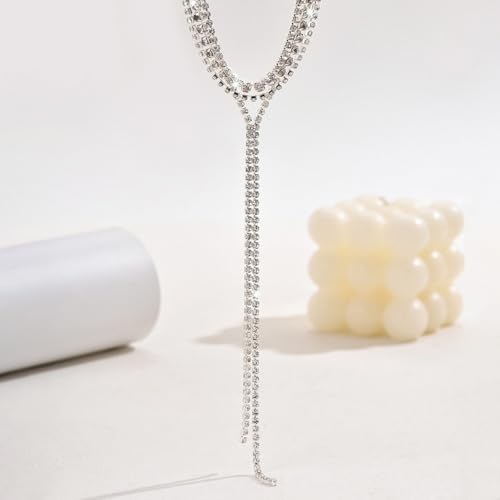 Boho Layered Necklaces for Women Fashion Y Long Neckalce Statement Long Sweater Chain Necklace Black Shiny Choker Necklace Wedding Bridal - color: Style-A