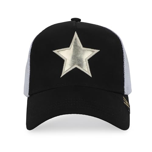 VINTAGE HAVANA Trucker Hats Women | Mesh Adjustable Snapback Hat | Men & Women Cute Trendy Fashion Baseball Cap - color: Black/White/Gold