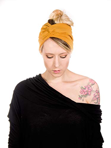 Twist Headband Extra Wide Scrunch Turban (Mustard Yellow) - color: Mustard Yellow
