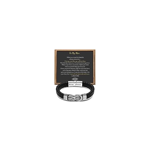 Gift for Men Black Braided Leather Infinity Bracelet for Men Dad Husband Boyfriend Son Grandson Brother Nephew Uncle Forever Linked Together Stainless Steel Engraved with Love You Forever Jewelry 7.5|8.5|9 Inches - color: To My Man, size: 7.5 Inches