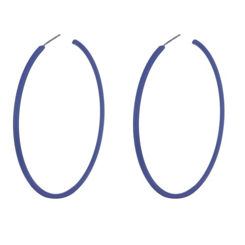 6cm Colorful Hoop Earrings - Lightweight Hypoallergenic Gift - color: Blue