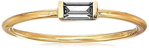 Amazon Essentials 18K Yellow Gold Plated Sterling Silver Cubic Zirconia Fashion Stackable Ring - color: White,April, size: 8