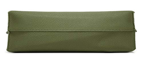 Dreubea Women's Soft Faux Leather Tote Shoulder Bag from, Big Capacity Tassel Handbag - color: Army Green