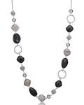 BULINLIN Beaded Long Necklace for Women Silver Sweater Chain Necklace with Crystal Resin Beads, Fashion Jewelry Necklace - color: 53-Black and grey