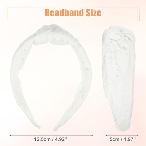 VOCOSTE Floral Pattern Knotted Headband, Classic Casual Style Headband for Women Girl, White, 4.92"x1.97" - color: White