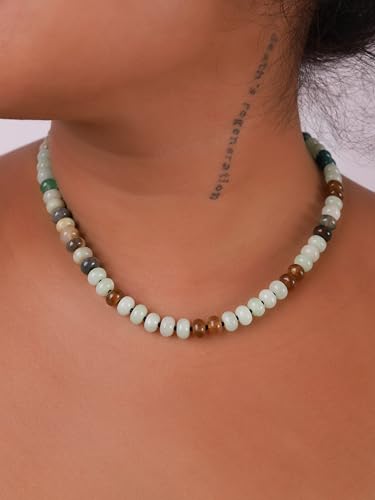 Sacina Trendy Boho Colorful Beaded Crystal Choker, Y2k Summer Beach Necklace, Boho Necklace, Hippie Jewelry, Christmas Jewelry Gift for Women - color: E
