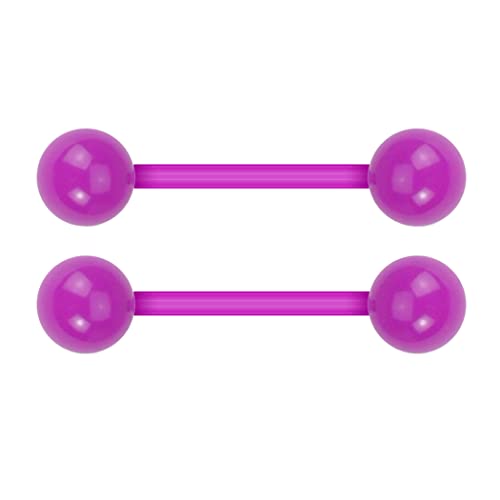Forbidden Body Jewelry Nipple Rings, Tongue Rings, Nipple Piercing Jewelry, Nipple Jewelry, Flexible Acrylic Barbell Set 14G 16mm (5/8 Inch), 3 Pack - style: Purple