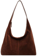 Women’s Trendy Suede Tote Bag Shoulder Bags For Women Fall Underarm Bag Winter Hobo Bag Work Purses Suede Travel Handbag - color: Brown