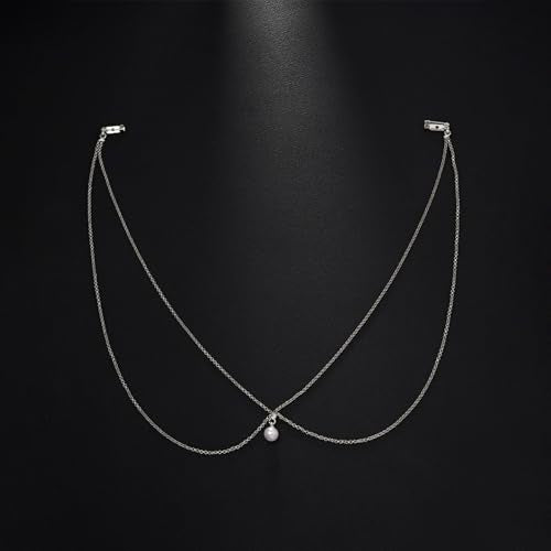 Back Chain Body Chain Jewelry for Summer Outfits Rhinestone Pendant Back Necklace for Backless Dresses - color: B2:Silver Back Chain