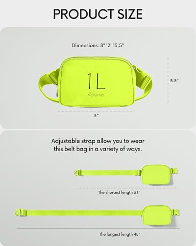 ODODOS Unisex Mini Belt Bag with Adjustable Strap Small Fanny Pack for Workout Running Traveling Hiking, Neon - color: Neon