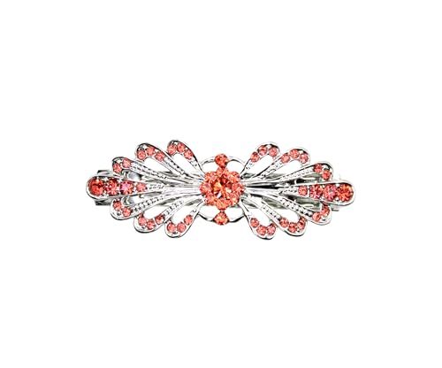 Faship Coral Small Mini Floral Hair Barrette Clip - color: Coral