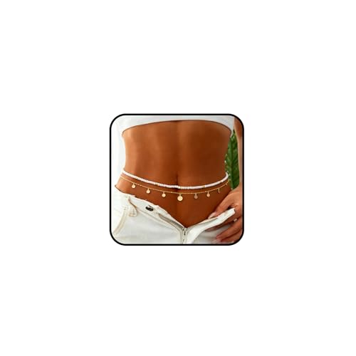 Body Chain Gold Waist Chains for Women Belly Layered Beach Waist Chains Adjustable Sexy Bikini Boho Chain - style: beads round