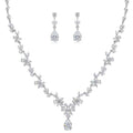 Jewelry Set for Women, Necklace Dangle Earrings Bracelet Set with White AAA Cubic Zirconia, Allergy Free Wedding Party Jewelry for Bridal Bridesmaid - color: Necklace + Earrings