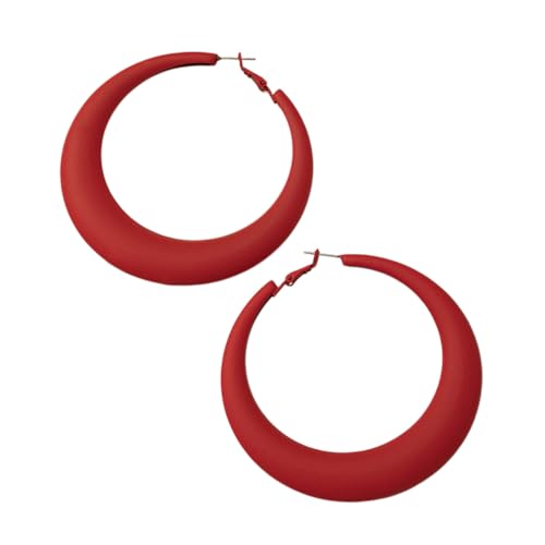 Chunky Gold Large Hoop Earrings for Women, Dainty 14K Gold Big Circle Round Statement Earrings Silver Trendy Thick Hoops Ear Jewelry for Anniversary - color: Red