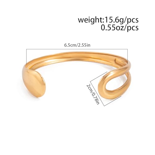 Arm Cuff for Women Gold Upper Arm Bracelet Minimalist Adjustable Cuffs Bangle Punk Dress Jewelry - style: Gold B