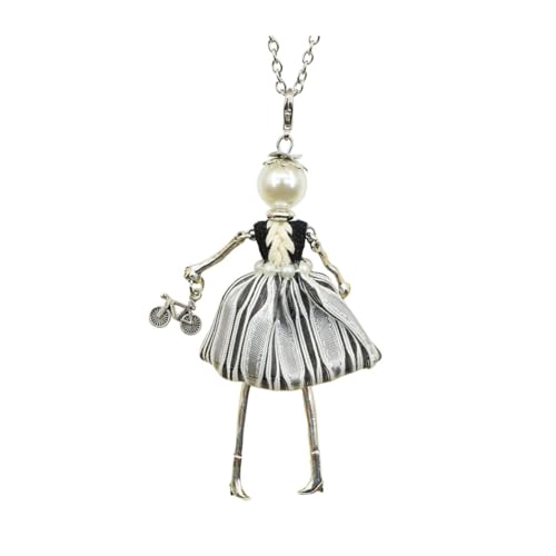 Crystal Paris Doll Necklace for Women, Handmade Cute Dress Long Chain Pendant Necklace Prom Costume Jewelry - style: 08