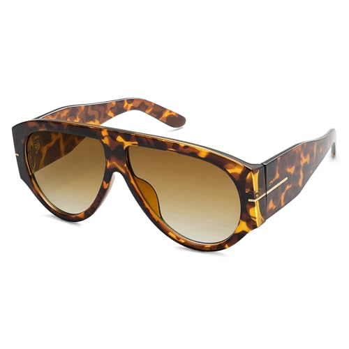 Oversized Retro Aviator Sunglasses Womens Mens 70s Classic Vintage Sun Glasses AR82227 - color: Deep Tortoise/Brown Us