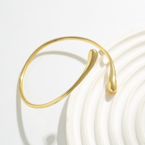 Women's 18k Gold Plated Arm Cuff Bracelet - Minimalist Silver Upper Arm Cuff for Cool - color: G-Gold