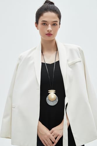 Boho Necklaces for Women Chunky Circle Necklace Layered Boho Circle Leather Choker Necklace Long Vintage Necklaces Bohemian Jewlery Gifts - style: Chunky Boho Necklace