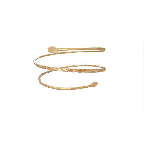 Caiyao Boho Upper Arm Bracelet Cuff Bangle Gold Silver Geometric Cuff Bracelets Mental Open Upper Arm Bangle Bracelet Adjustable Armband Jewelry for Women - style: Simple gold