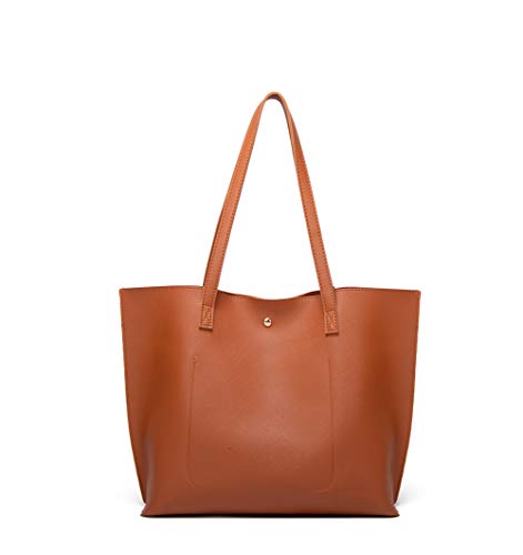 Dreubea Women's Soft Faux Leather Tote Shoulder Bag from, Big Capacity Tassel Handbag - color: Brown New