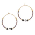 Sonateomber Gold Gemstone Beaded Hoop Earrings for Women, Boho Handmade Seed Beads Huggie Cartilage Hypoallergenic Prom Jewelry Gift