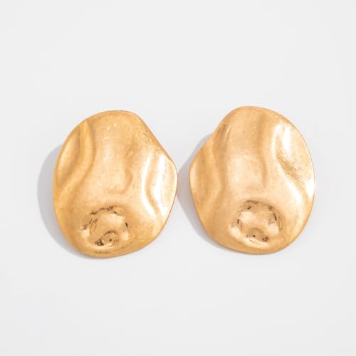 Mixed Metal Statement Earrings for Women Chunky Earrings Big Statement Large Oval Round Pebble Shape Earring Irregular Geometric Drop Dangle Earring Chunky Jewelry - style: 2 - G