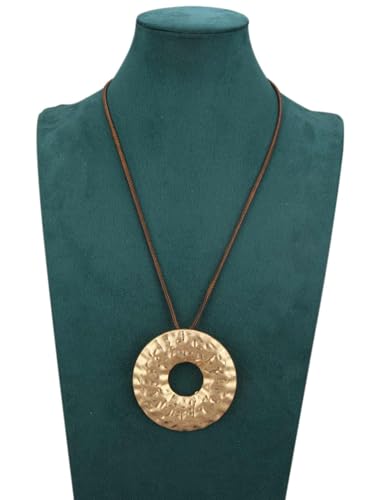 JAOYU Boho Necklace for Women Large Pendant Necklace Boho Long Choker Leather Gold Necklace Vintage Earthy Jewelry Trendy - style: Boho Long Pendant Necklace