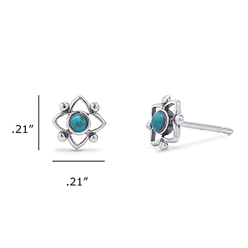 Boma Jewelry Sterling Silver Flower Shaped Dot Stud Earring - color: Blue Turquoise