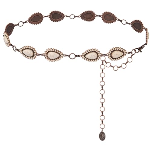 Montana West Rustic Couture's Large Western Concho Metal Belts for Women Cowgirl - color: Buttery White
