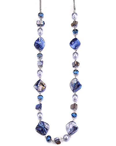 PEARL&CLUB Long Beaded Necklaces For Women - Sweater Chain Fashion Jewelry Necklace Gifts For Women - color: 35-Blue