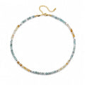 ZANNAH Gemstone Beaded Necklaces for Women - Boho Style Essential Necklace 15" + 3.14" Extender, Cute and Trendy Choker, Natural Stone Handmade Jewelry, Thoughtful Gifts for Women - color: Blue - Aquamarine