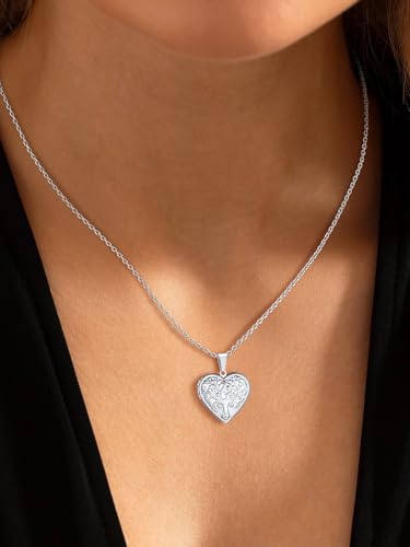 U7 Women Locket Necklace Platinum 14K Gold Photo Lockets that Hold Picture,Chain 20 Inch Personalized Gift Custom Love Heart Image Necklaces - color: 04# Stainless(Tree of Life)