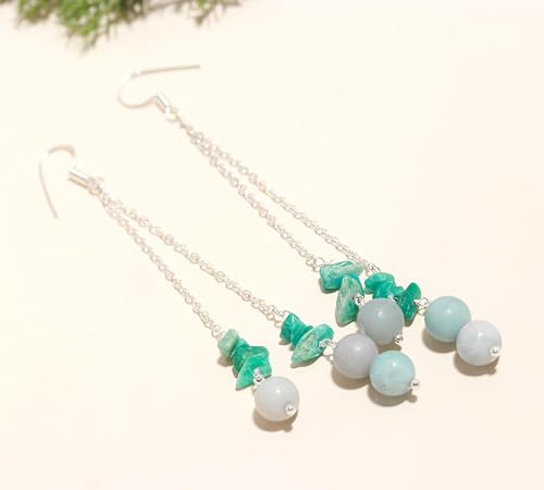 POSHPENDANT Handmade Gemstone Dangle Drop Earrings – Genuine Healing Crystals for Chakra Energy – Silver-Plated Boho Western Long Dangle – Gift-Ready Spiritual Birthstone Jewelry for Women