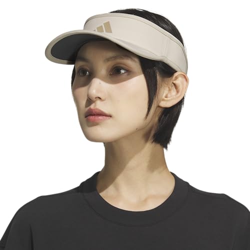 adidas Women's Superlite Visor – Lightweight Moisture-Wicking Running Tennis Hat - color: Crystal Linen Beige/Trace Khaki/3