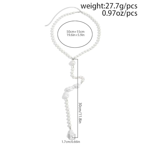 Rhinestone Back Chain Necklace for Women Bridal Wedding Sexy Rhinestone Backdrop Chain Waist Belly Chains Trendy Body Chains Jewelry - style: Big Pearl