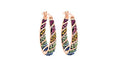 Savlano 14K Gold Plated Inside Out Multicolor Rainbow Crystal Hoop Earrings For Women Comes With Gift Box - color: Rose Gold