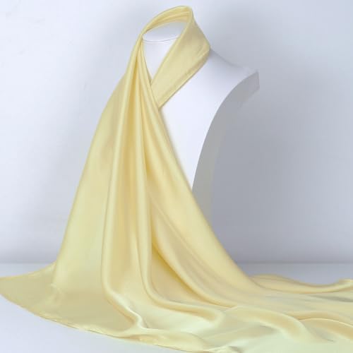 RIIQIICHY 35 Inch Head Scarf for Women Hair Scarf Like Silk Scarf Square Scarf Bandanas for Women - color: Light Yellow