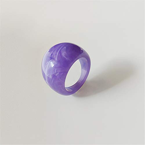 Set Resin Colorful Wide Thick Dome Knuckle Finger Stackable Joint Ring Retro Acrylic Transparent Vintage Jewelry Party Elegant Handmade Gift Diameter 18mm Stylish Bold - color: 6pcs-2