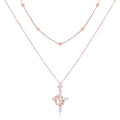 YIMERAIRE Upgraded Moissanite Crown Cross Necklace 14K Gold Vermeil 1.1 Carats Dainty Iced Out Easter Basket Stuffer Cross Jewelry S925 Sterling Silver Simple Gold Christian Faith Moissanite Cross Pendant Necklace For Women - color: Stackable-Rose Gold