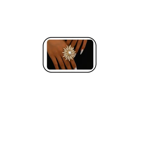 Vintage Rhine Sunflower Ring,Colorful Large Flower Rings Crystal Sunflower Finger Joint Opening Rings Wedding Party Ball Jewelry Accessories for Women - color: Gold