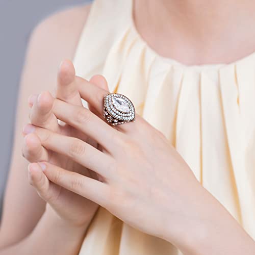 Women Ring - 32mm Turkish Style Gemstone Women Jewelry J0769 - color: White