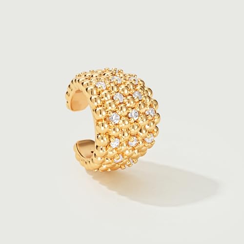 MEVECCO Ear Cuffs Non Piercing For Women 18K Gold Plated Turquiose Pearl Zircons Ear Cuff Earring Clip on Cartilage Fake Hoop Earrings Stack Jewelry Gifts - style: CZ