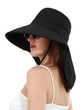 LA CARRIE Women Sun Hats Breathable Wide Brim UV Protection UPF 50+ with Neck Flap Hat for Summer Beach - color: Black