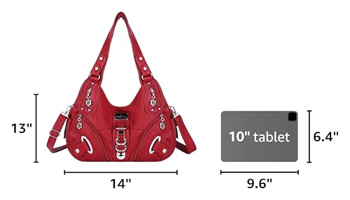 Angelkiss Hobo Purses and handbags for Women Satchel Handbag Women Purses Large Daily Shoulder Bags | Purses - color: Red