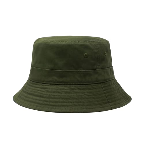 Hot Summer Bucket Hat - Trendy Cotton Sun Hat for Beach, Golf, Fishing - Fun Outdoor Vacation Boonie for Men and Women - color: Army Green