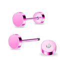 ZDE Women Earrings Flat Back Dot Earrings Titanium Hypoallergenic Cartilage Non-Nickel Earrings Studs for Sensitive Ears Simple Classic 3mm/4mm/5mm/6mm Screw On Stud Earring - color: Pink, size: 5MM