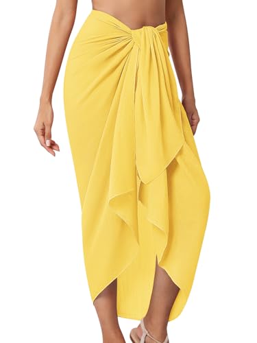 QIANXIZHAN Women's Swimsuit Cover Up,Beach Sarong Wrap Bottom Coverup for Women Short Skirt - color: 1yellow