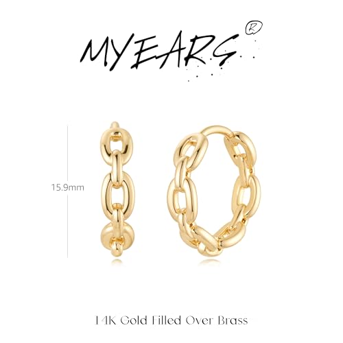 MYEARS Women Earrings Gold Huggie Hoop 14K Small Simple Hypoallergenic Everyday Jewelry - style: O Link